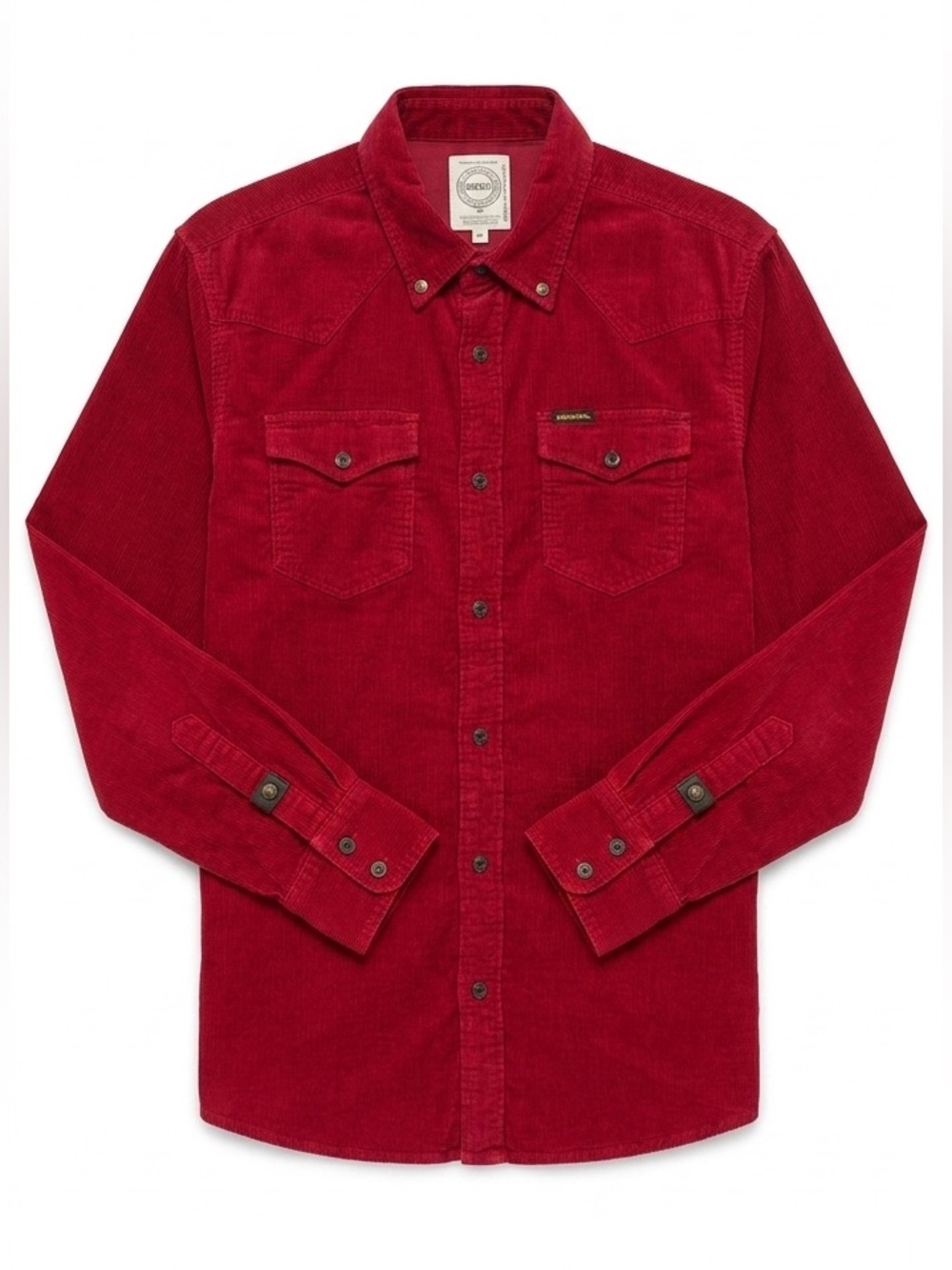 Men’s Diesel Red Corduroy Button Down Shirt - Size Medium